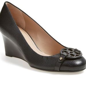 black Tory Burch “mini miller” wedge pump